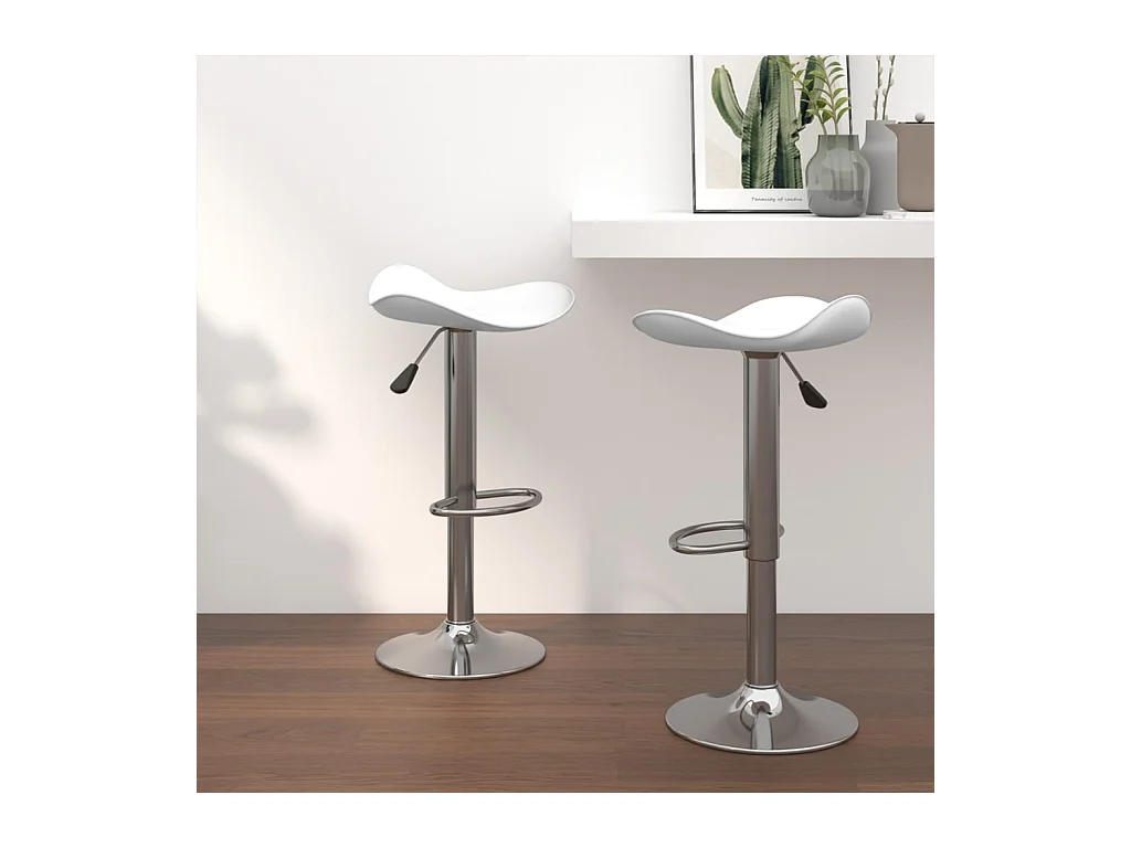 Tabourets de bar lot de 2 blanc acier chromé et cuir artificiel