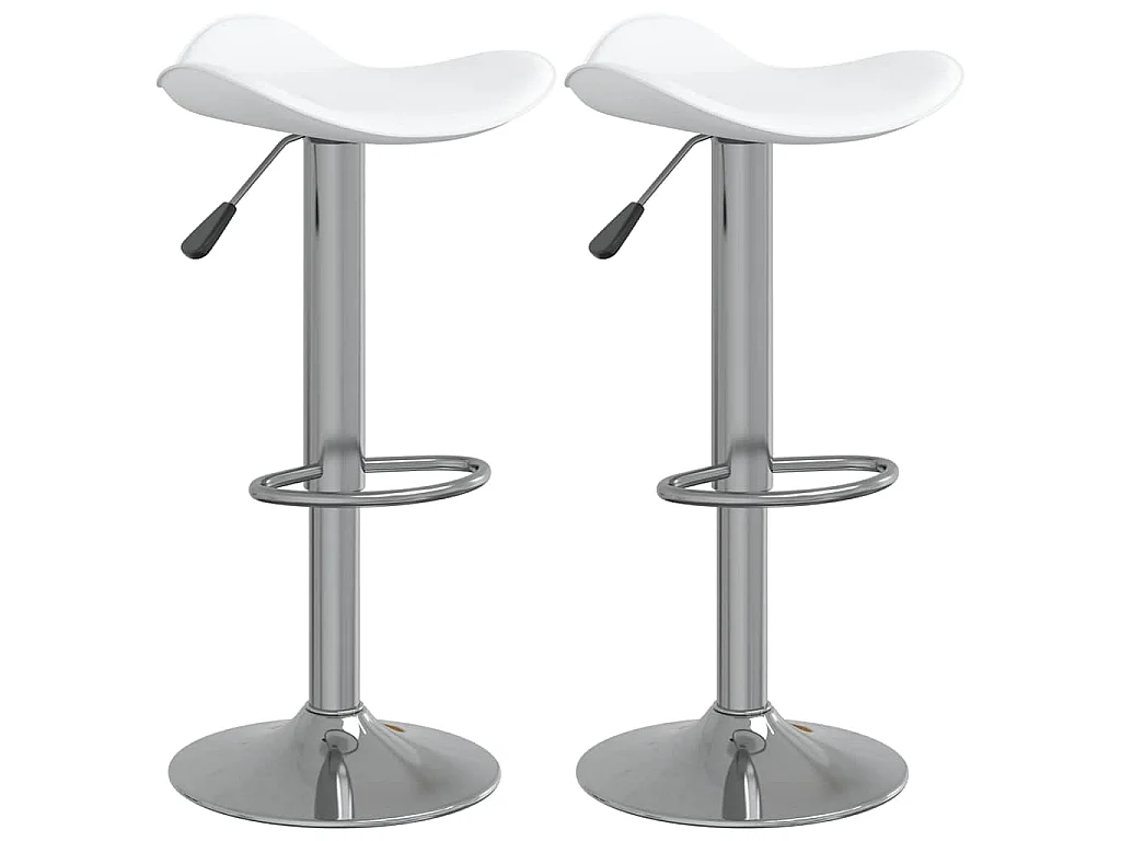 Tabourets de bar lot de 2 blanc acier chromé et cuir artificiel