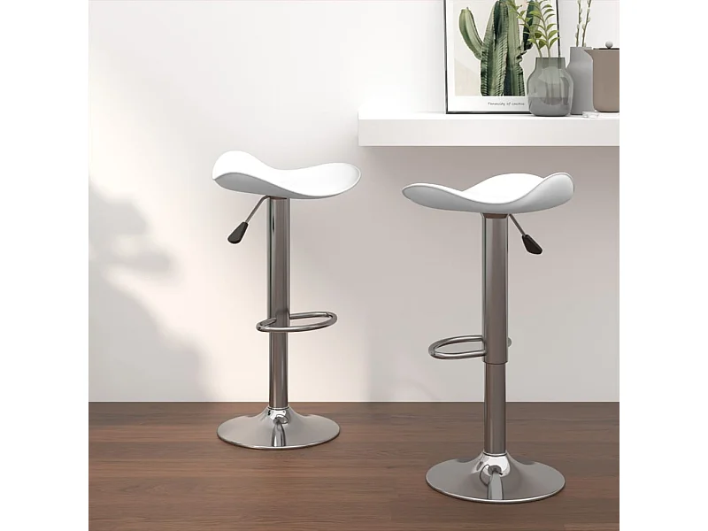 Tabourets de bar lot de 2 blanc acier chromé et cuir artificiel