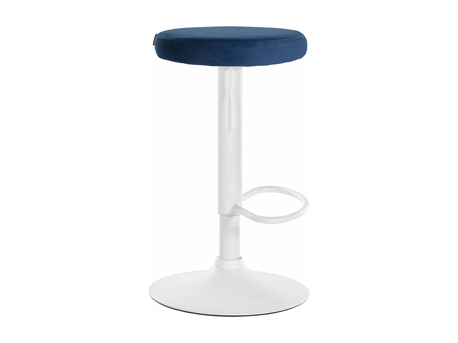 Lot de 2  Tabouret de bar - Velours & Métal blanc mat - Bleu - Ponte