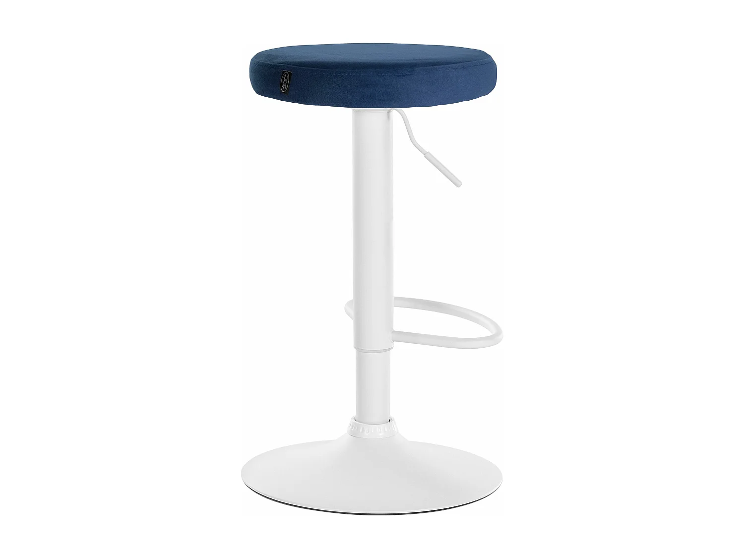 Lot de 2  Tabouret de bar - Velours & Métal blanc mat - Bleu - Ponte