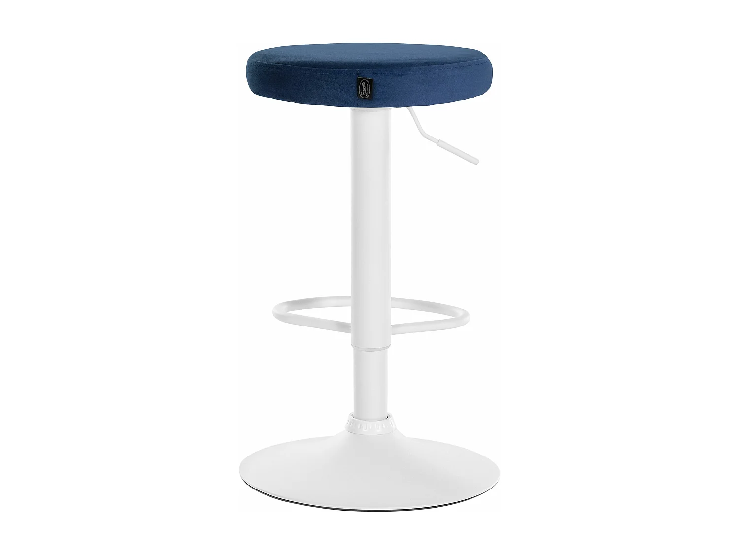Lot de 2  Tabouret de bar - Velours & Métal blanc mat - Bleu - Ponte