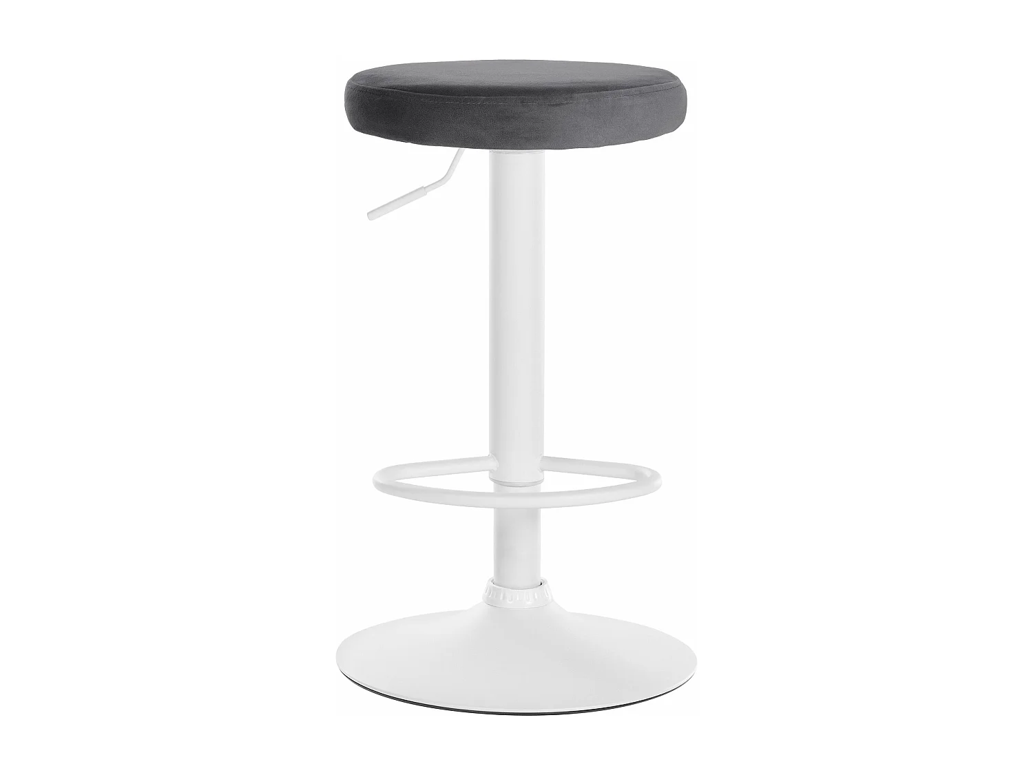 Lot de 2  Tabouret de bar - Velours & Métal blanc mat - Gris foncé - Ponte