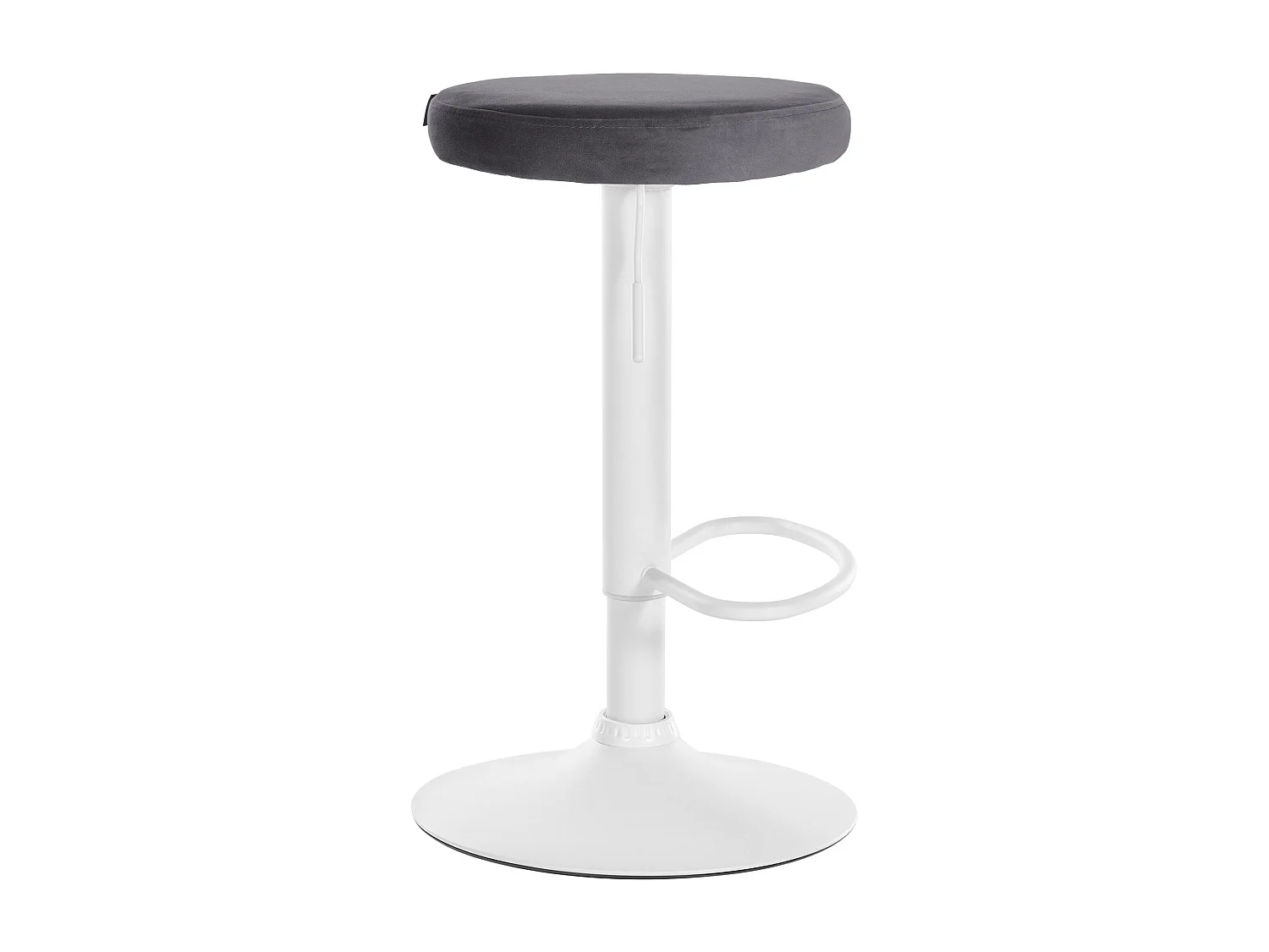 Lot de 2  Tabouret de bar - Velours & Métal blanc mat - Gris foncé - Ponte