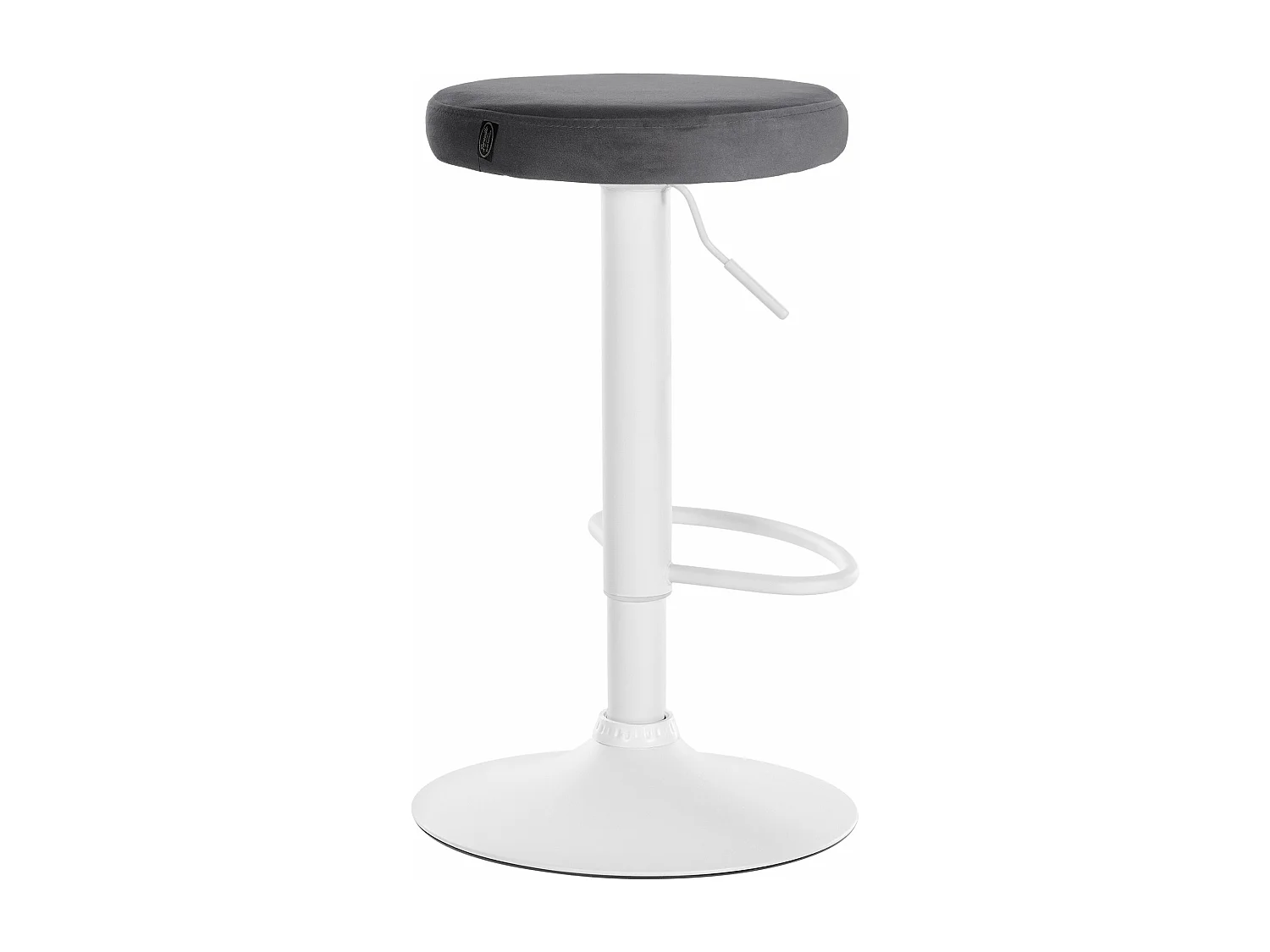 Lot de 2  Tabouret de bar - Velours & Métal blanc mat - Gris foncé - Ponte