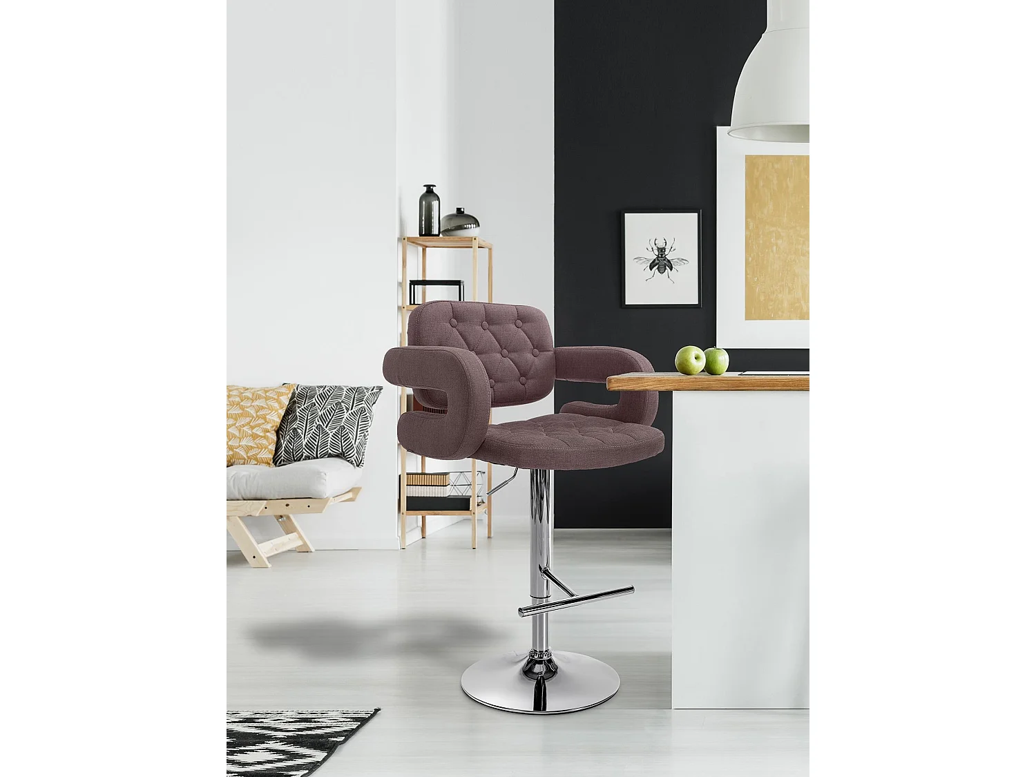 Tabouret de bar - Tissu & Métal - Marron - Dublin