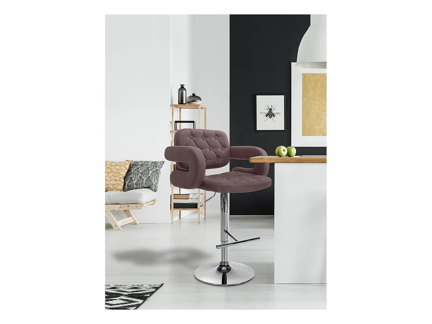 Tabouret de bar - Tissu & Métal - Marron - Dublin