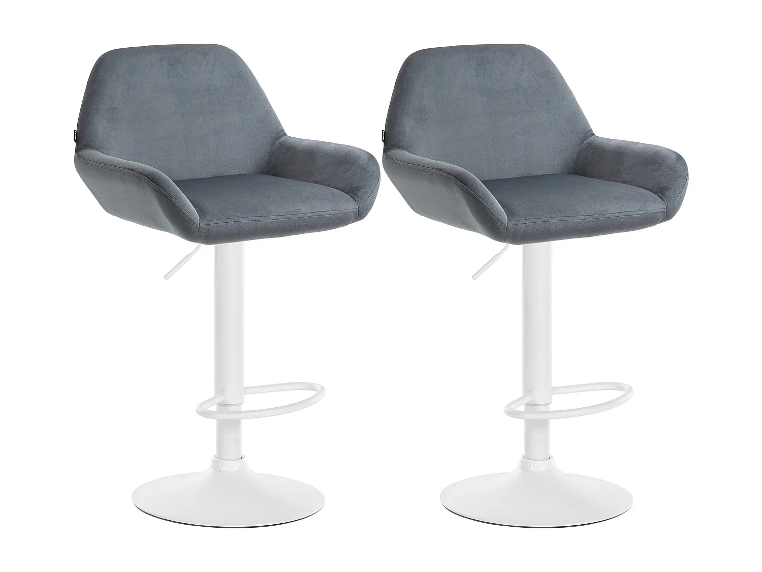 Lot de 2  Tabouret de bar - Velours - Gris foncé - Braga