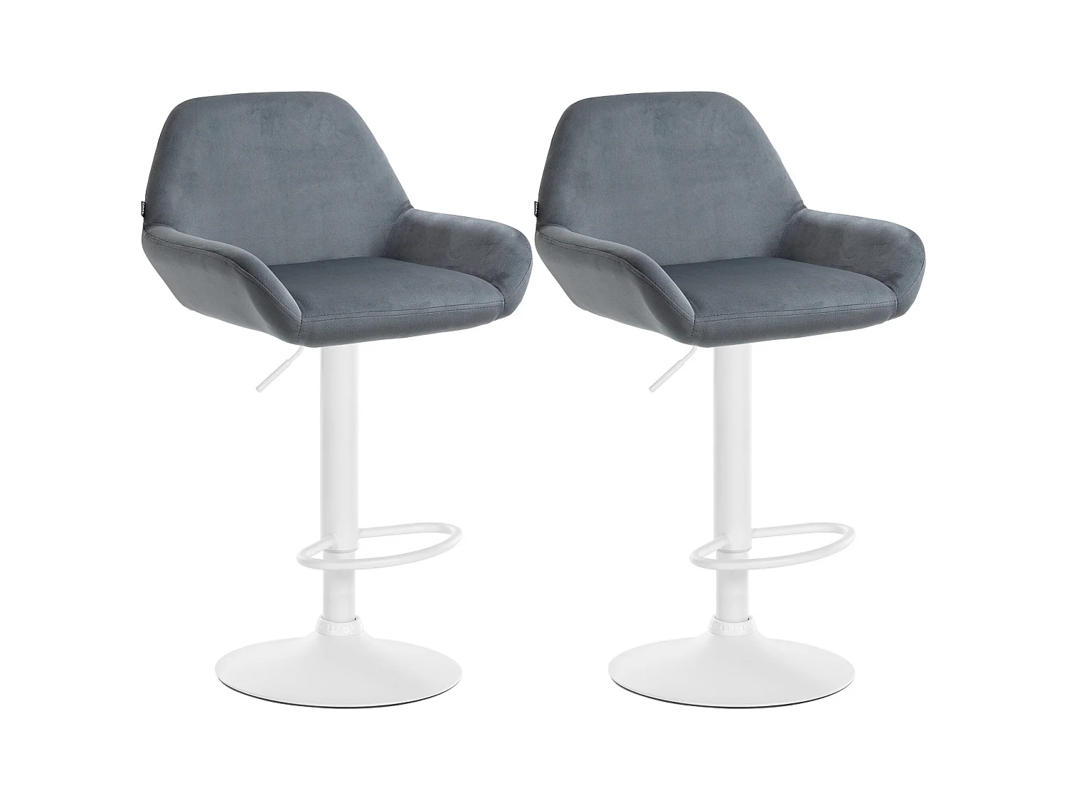 Lot de 2  Tabouret de bar - Velours - Gris foncé - Braga