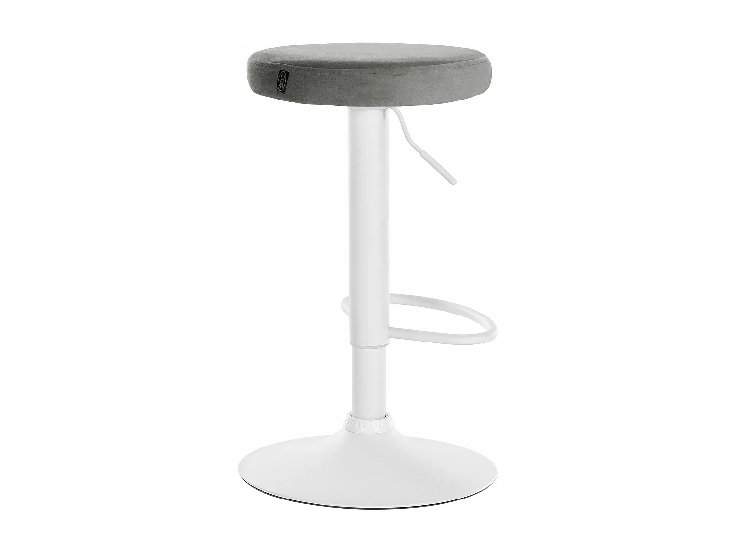 Lot de 2  Tabouret de bar - Velours & Métal blanc mat - Gris - Ponte