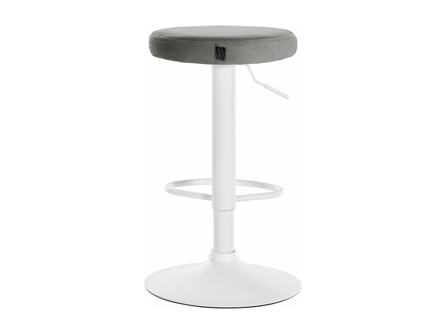 Lot de 2  Tabouret de bar - Velours & Métal blanc mat - Gris - Ponte