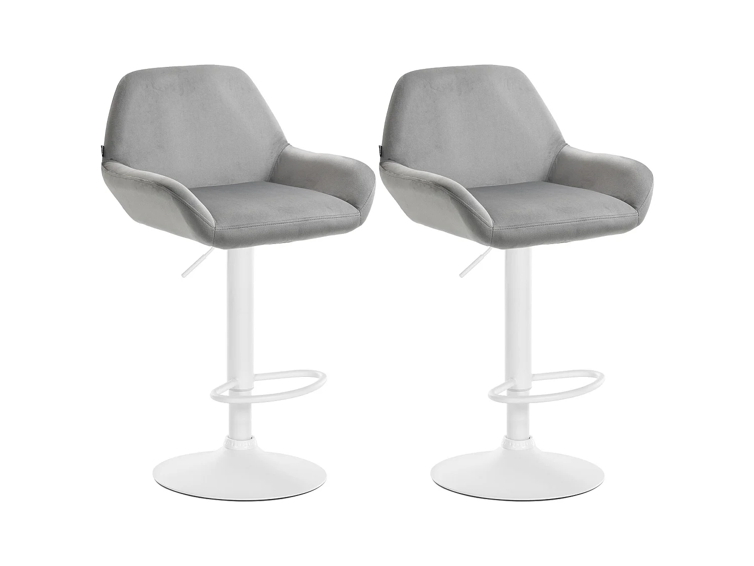 Lot de 2  Tabouret de bar - Velours - Gris - Braga