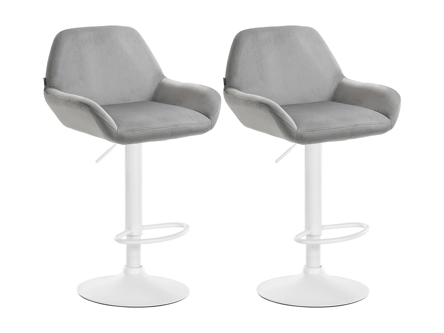 Lot de 2  Tabouret de bar - Velours - Gris - Braga