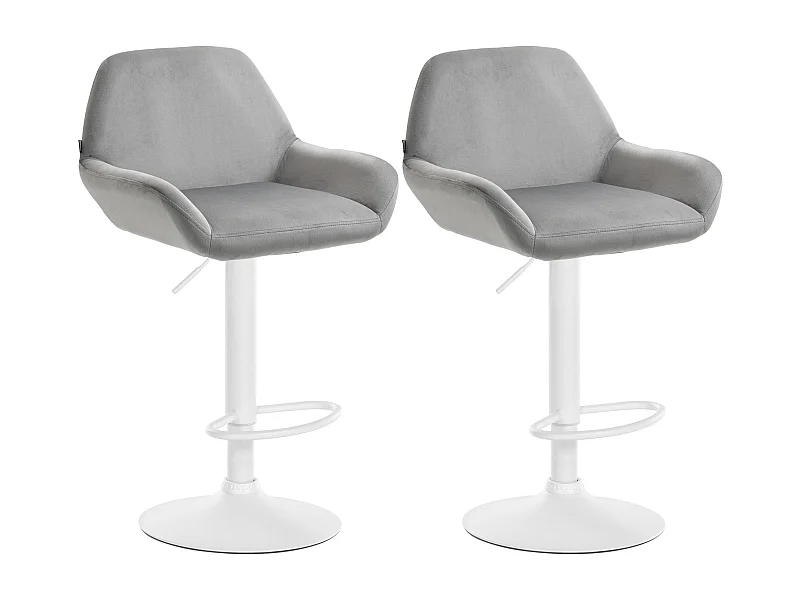Lot de 2  Tabouret de bar - Velours - Gris - Braga
