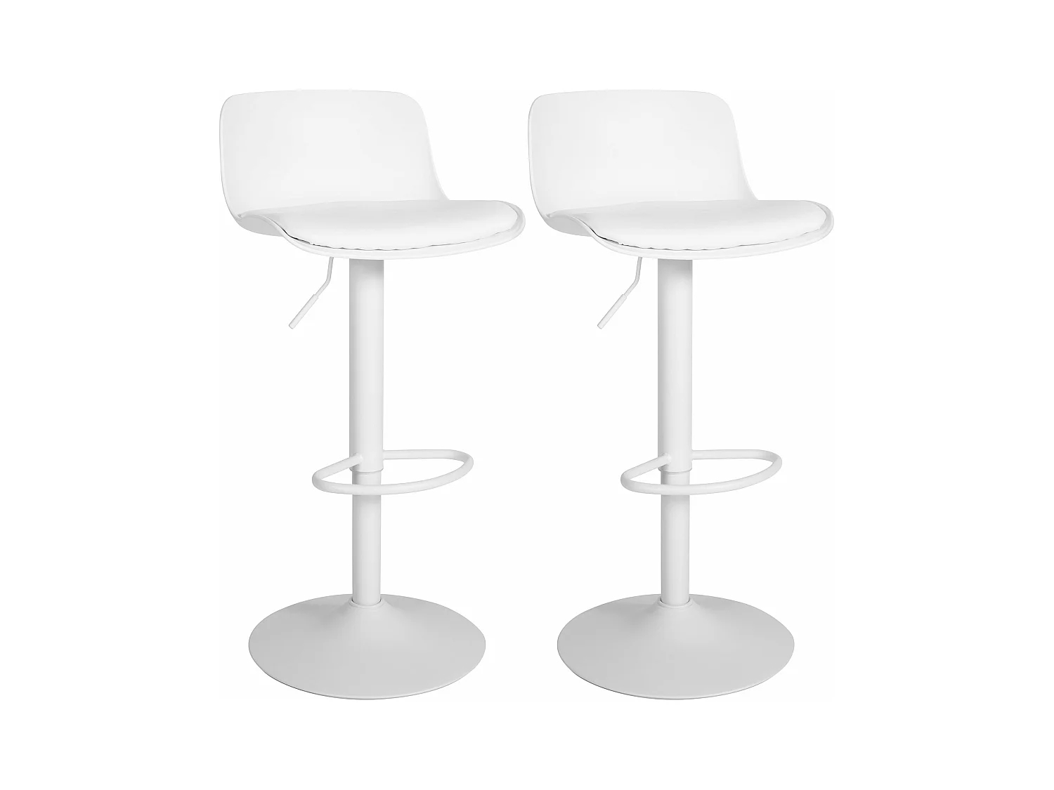 Lot de 2  Tabouret de bar - Similicuir - Blanc - Almada
