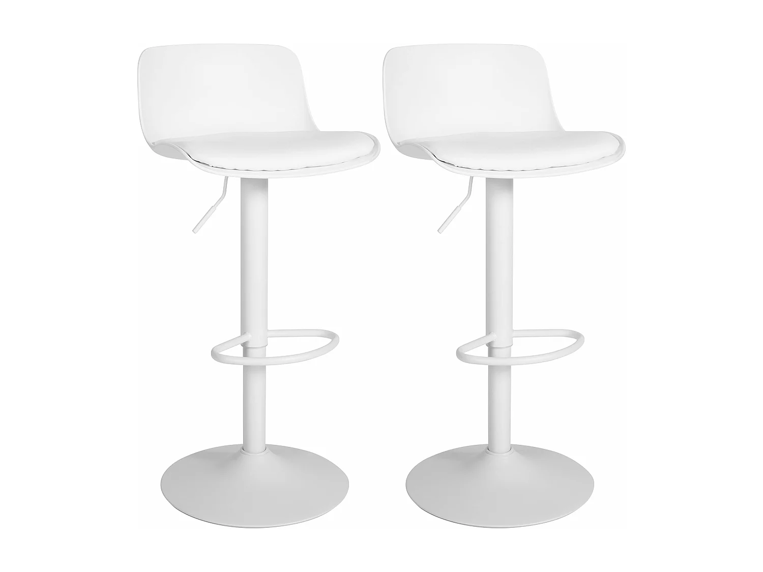 Lot de 2  Tabouret de bar - Similicuir - Blanc - Almada