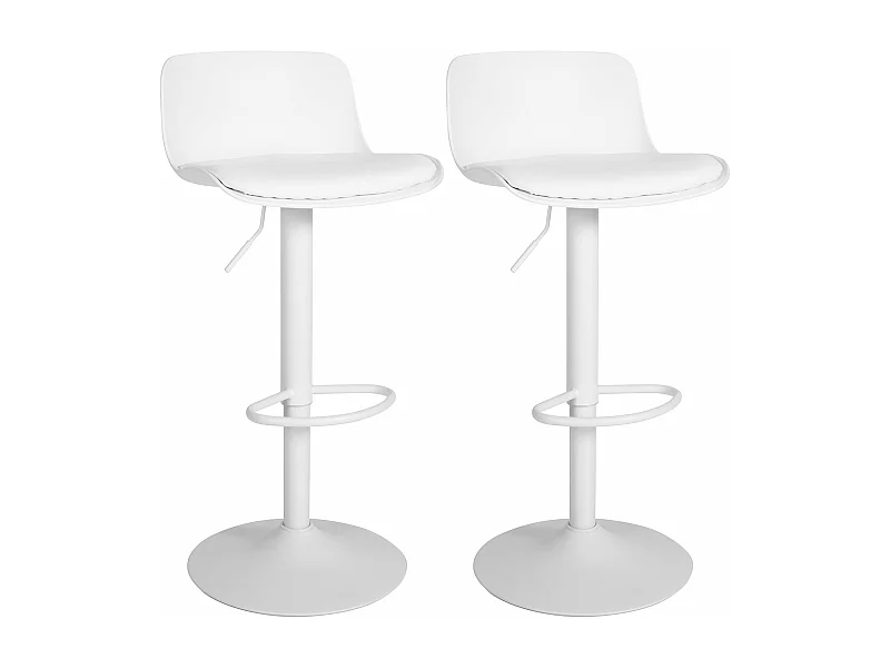 Lot de 2  Tabouret de bar - Similicuir - Blanc - Almada