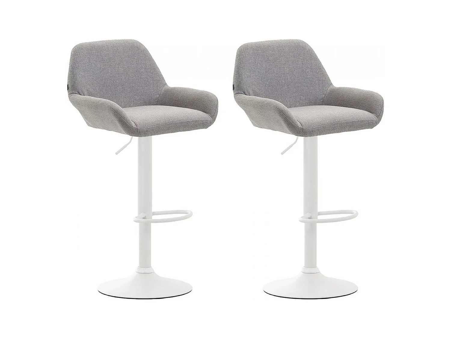 Lot de 2  Tabouret de bar - Tissu & Métal chromé - Gris - Braga
