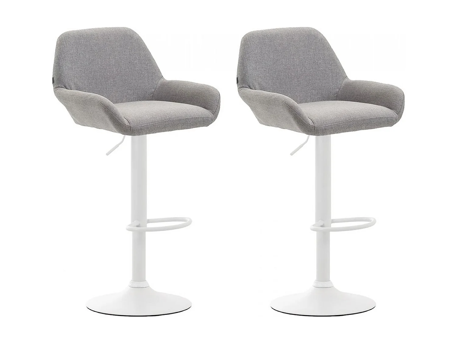 Lot de 2  Tabouret de bar - Tissu & Métal chromé - Gris - Braga