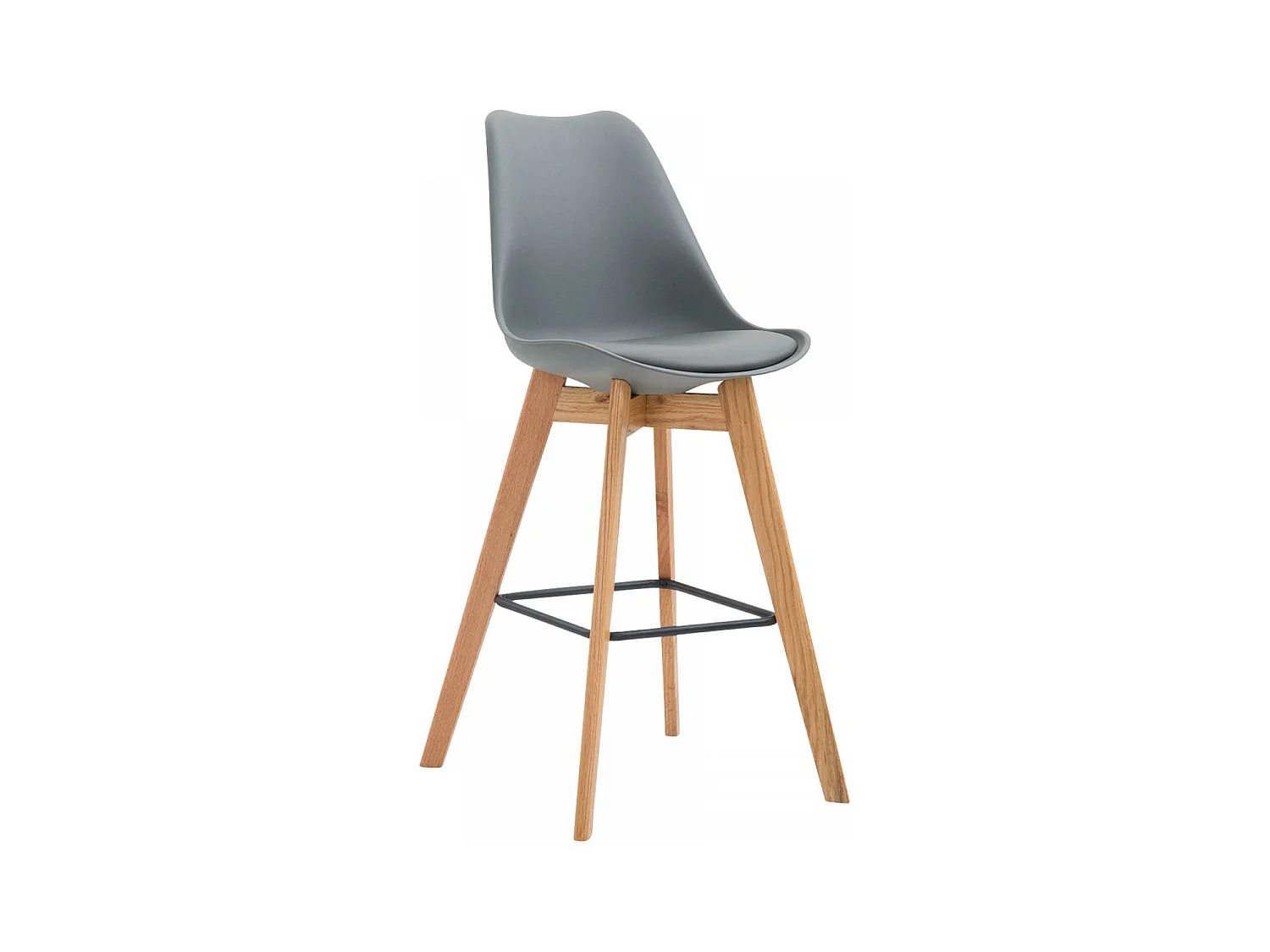 Tabouret de bar - Plastique & Bois - Gris - Metz