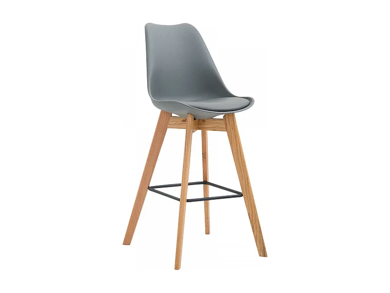Tabouret de bar - Plastique & Bois - Gris - Metz