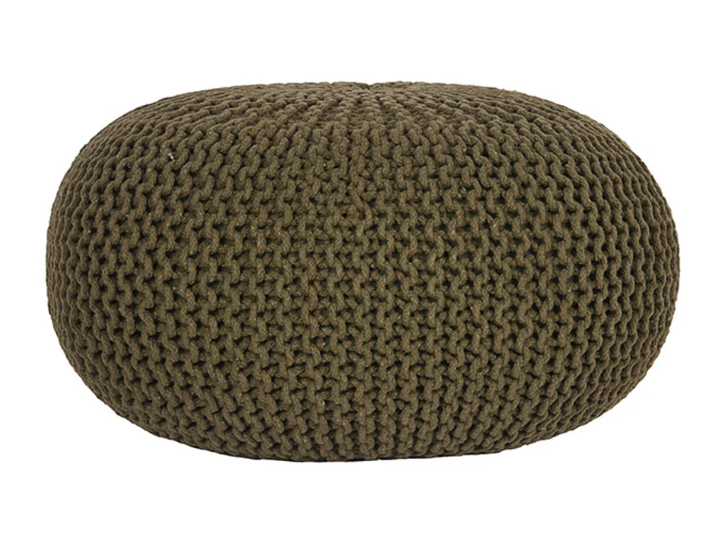 Pouf tricoté Coton L Vert d'armée