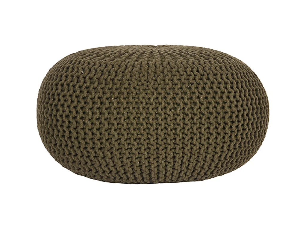 Pouf tricoté Coton L Vert d'armée