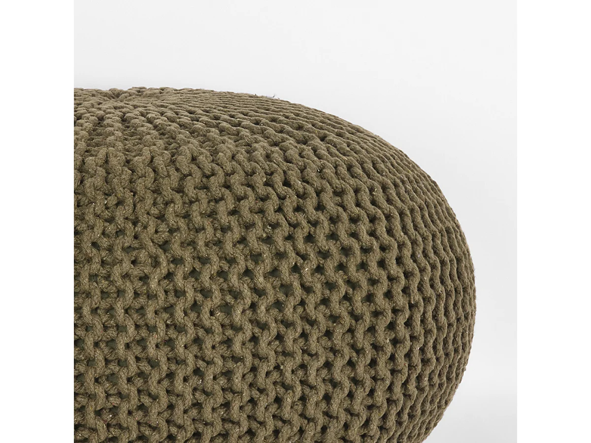 Poef Knitted - Army green - Katoen - L