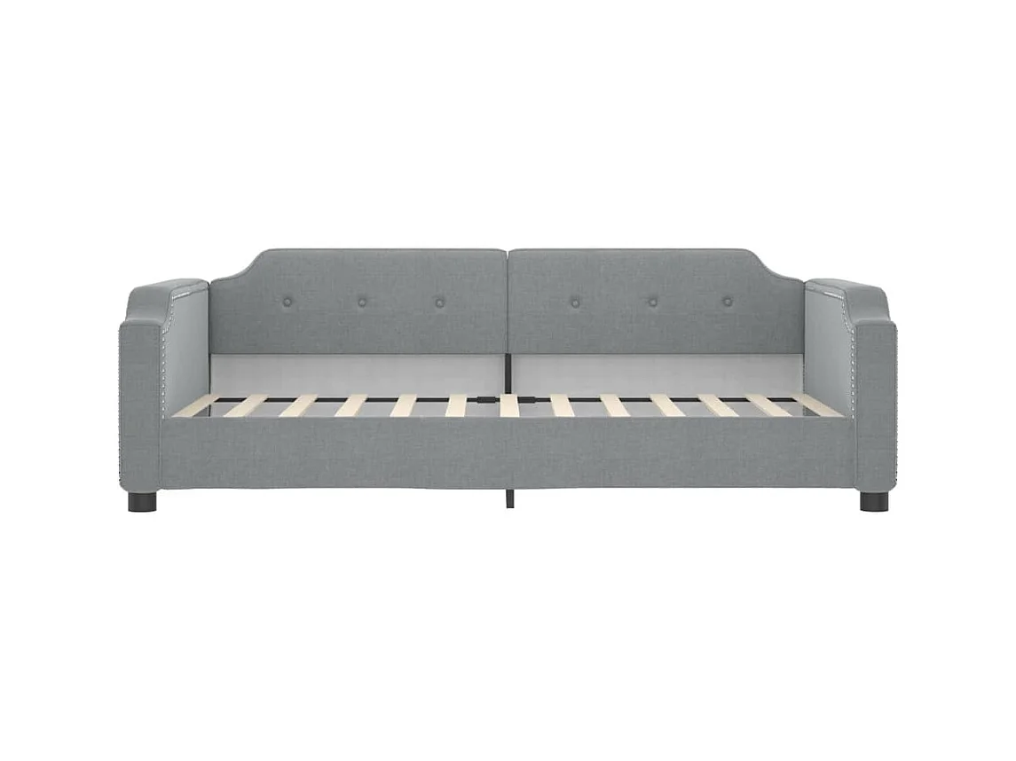 Lit de jour avec gigogne et tiroirs gris clair 90x190 cm tissu