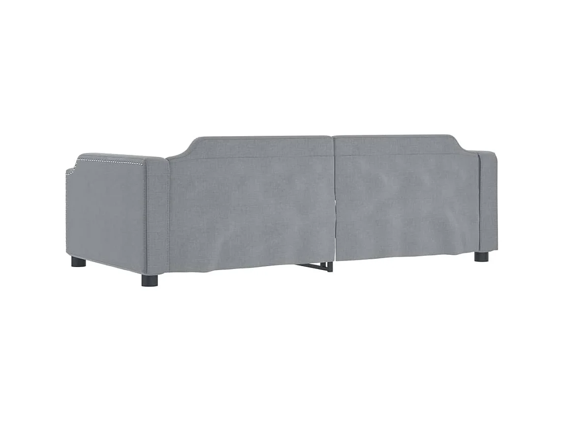 Lit de jour avec gigogne et tiroirs gris clair 90x190 cm tissu