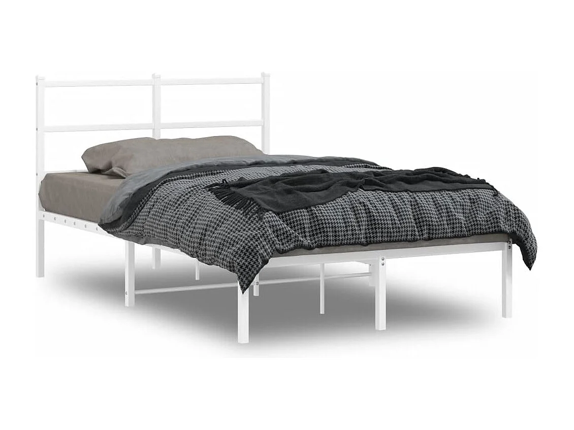 Bedframe met hoofdbord metaal wit 120x200 cm