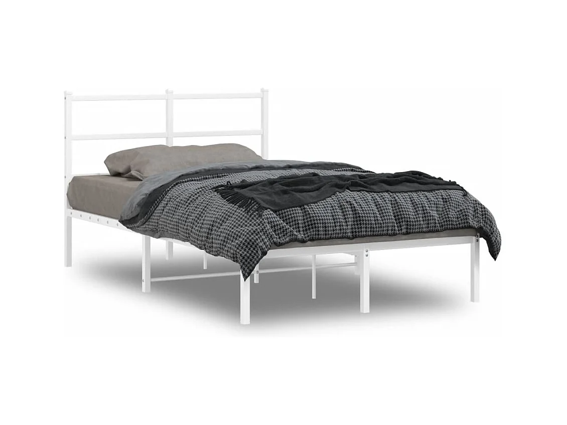 Cadre de lit métal sans matelas et tête de lit blanc 120x200 cm