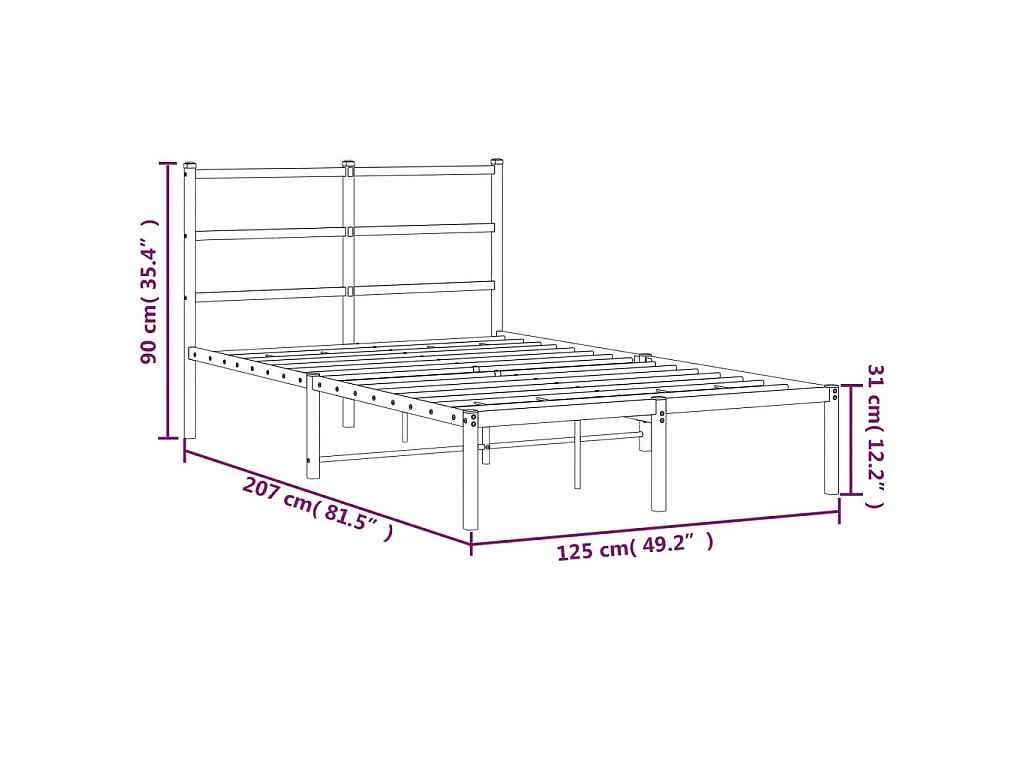 Bedframe met hoofdbord metaal wit 120x200 cm