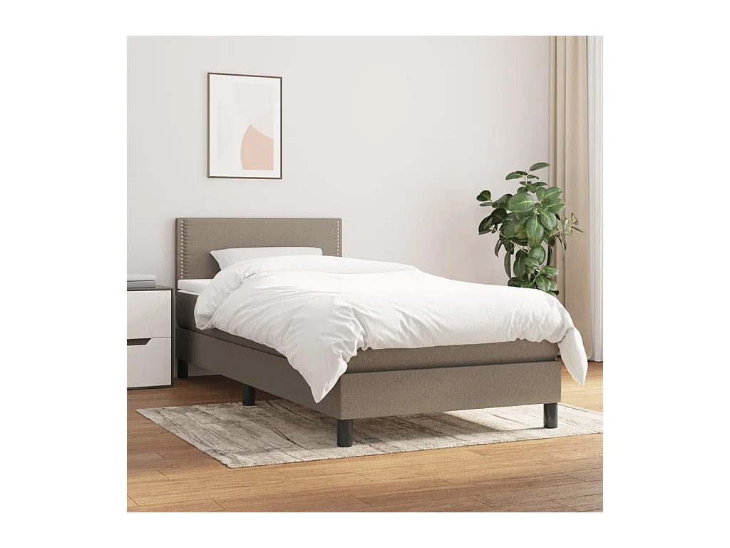 Sommier à lattes de lit avec matelas Taupe 90x200 cm Tissu