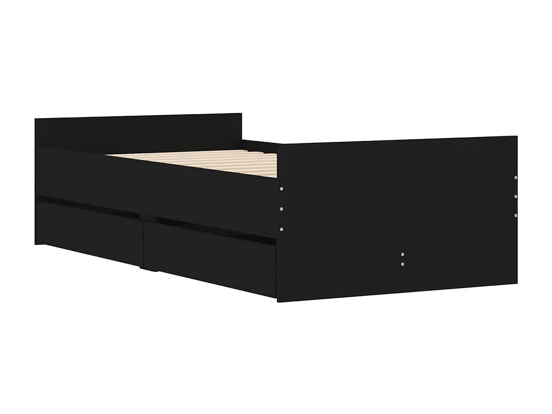 Cadre de lit avec tiroirs sans matelas noir 100x200 cm