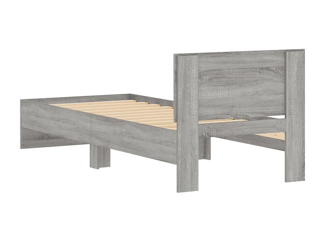 Bettgestell mit Kopfteil Grau Sonoma 90x190 cm Holzwerkstoff