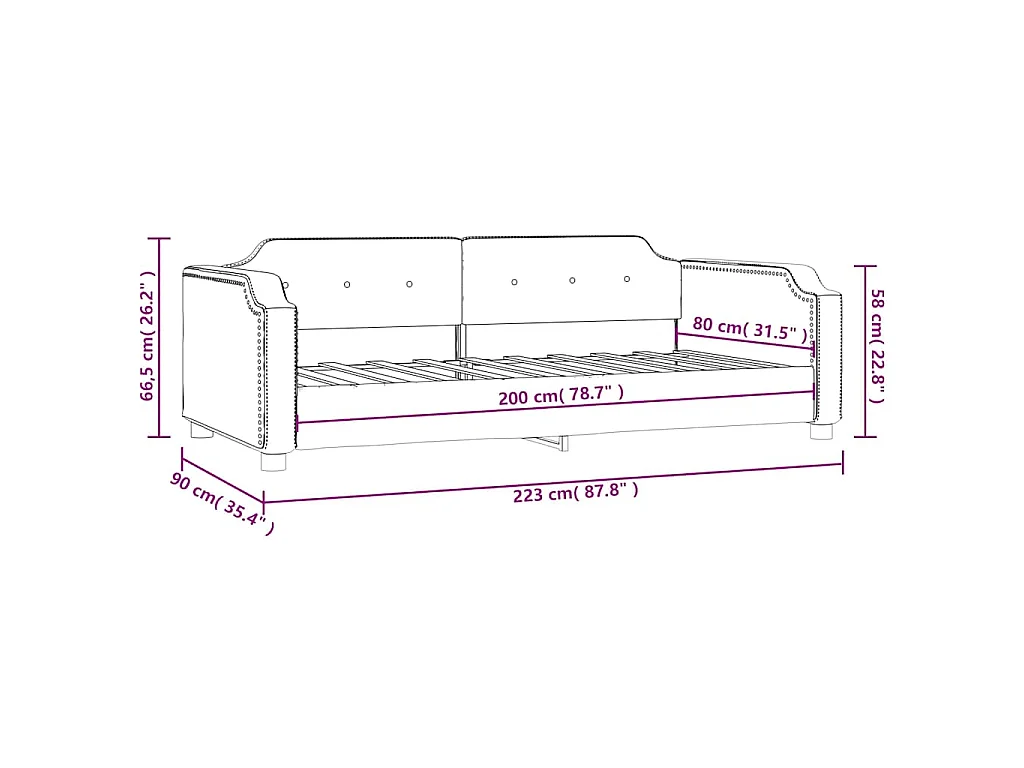 Slaapbank 80x200 cm stof donkergrijs