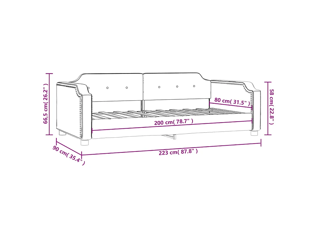 Slaapbank 80x200 cm stof donkergrijs