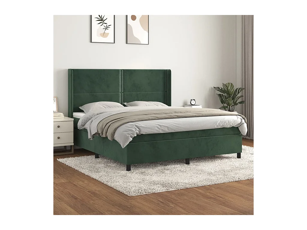 Sommier à lattes de lit et matelas Vert foncé 180x200cm Velours