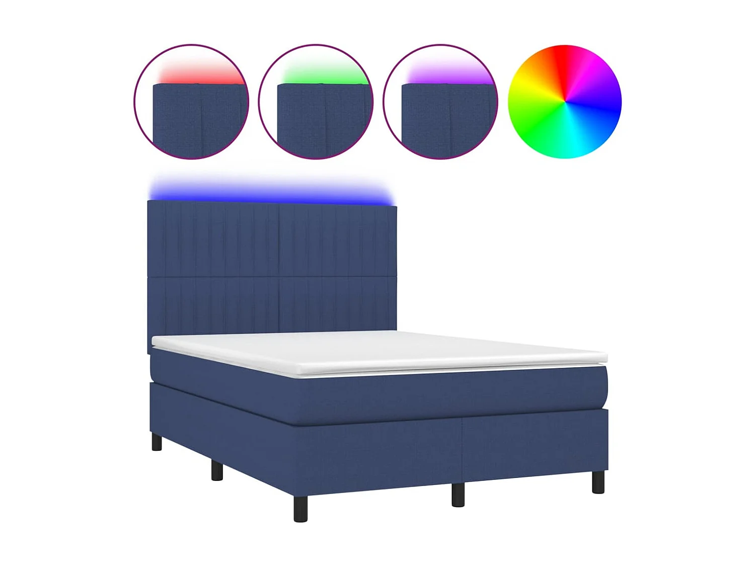 Boxspring met matras en LED stof blauw 140x190 cm