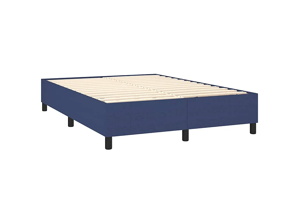 Sommier à lattes de lit et matelas et LED Bleu 140x190 cm Tissu