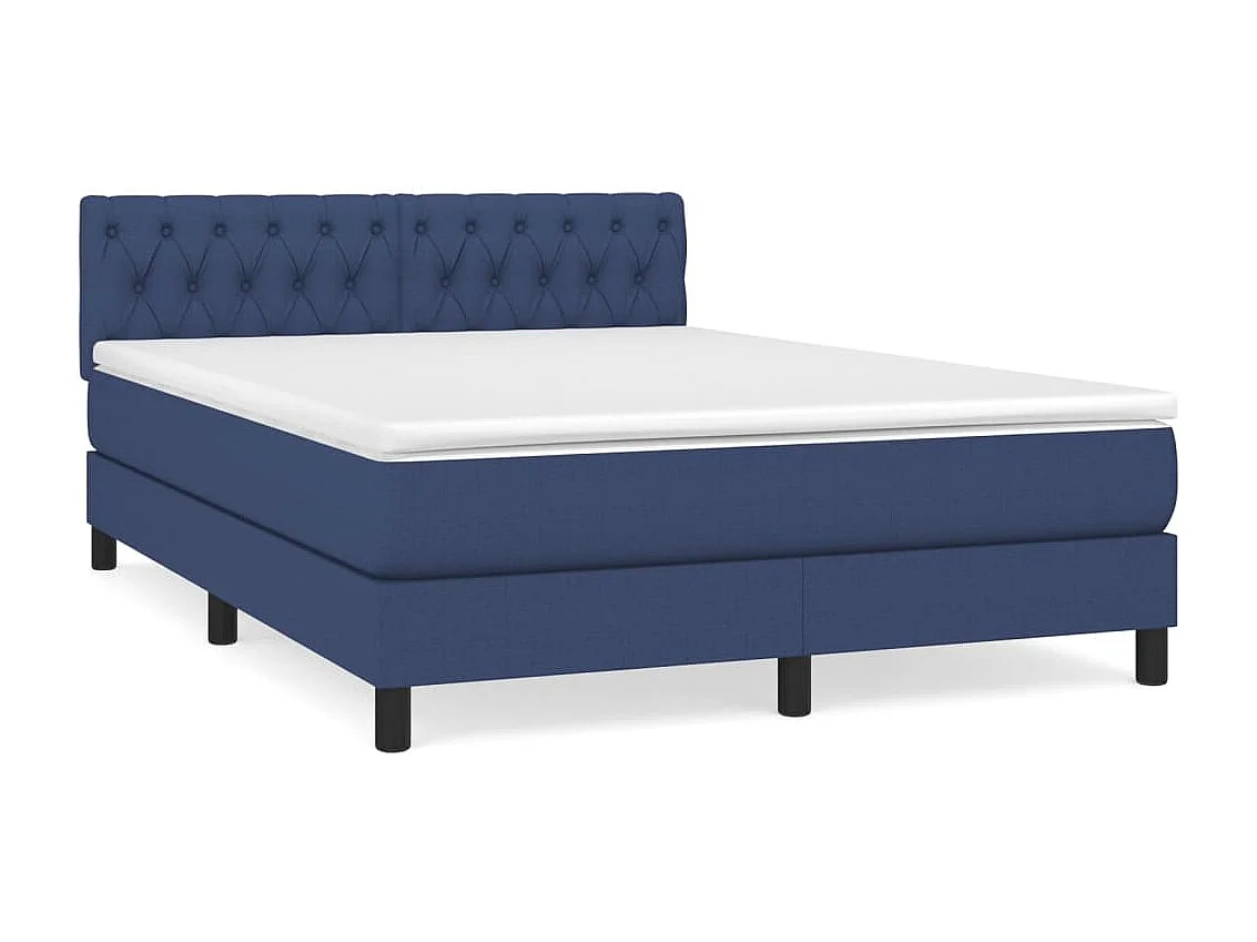 Boxspring met matras stof blauw 140x190 cm