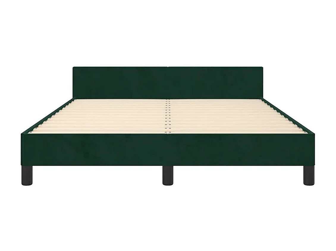 Cadre de lit sans matelas vert foncé 140x190 cm velours
