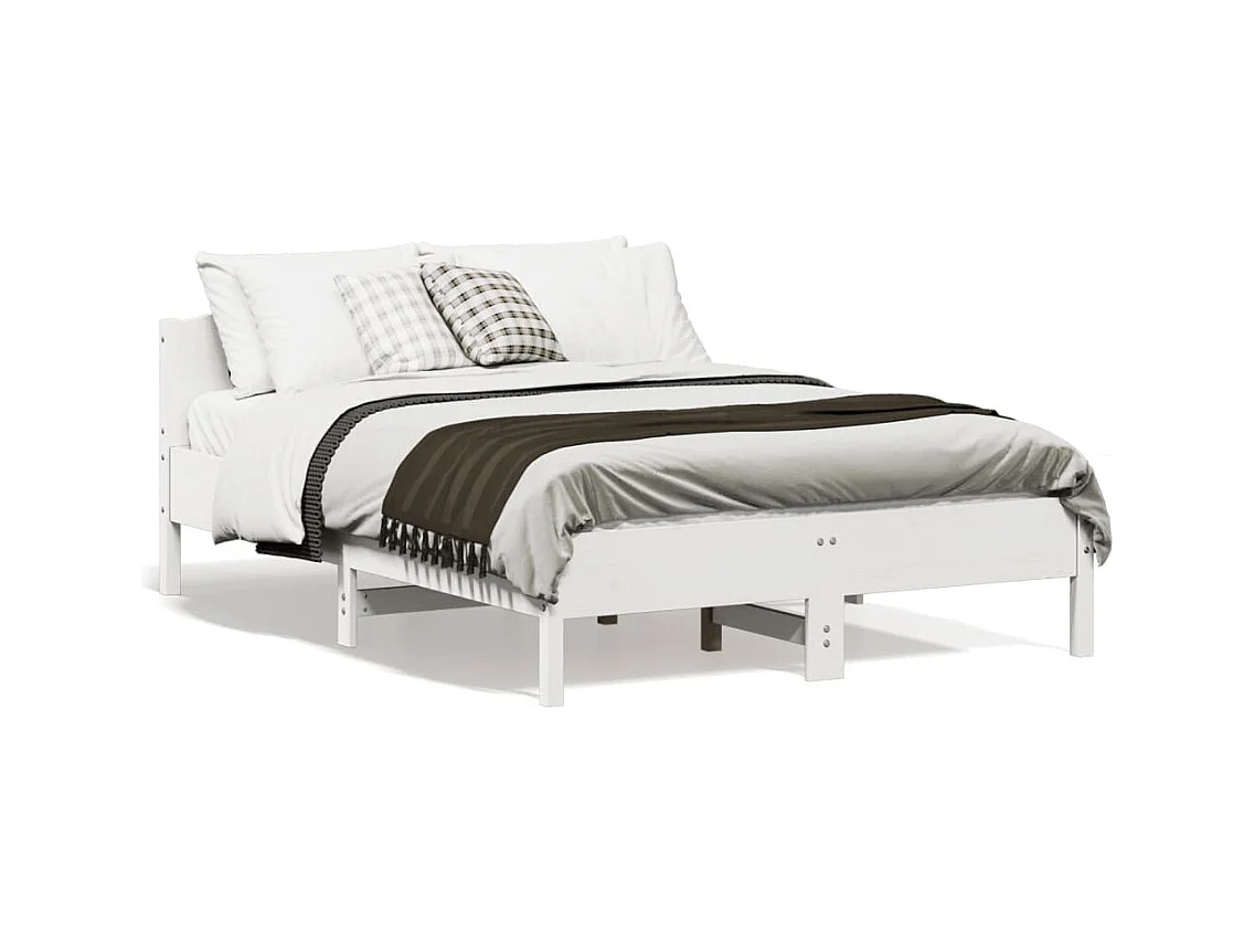 Cadre de lit sans matelas blanc 140x190 cm bois de pin massif