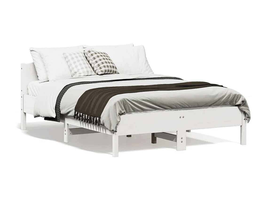 Cadre de lit sans matelas blanc 140x190 cm bois de pin massif