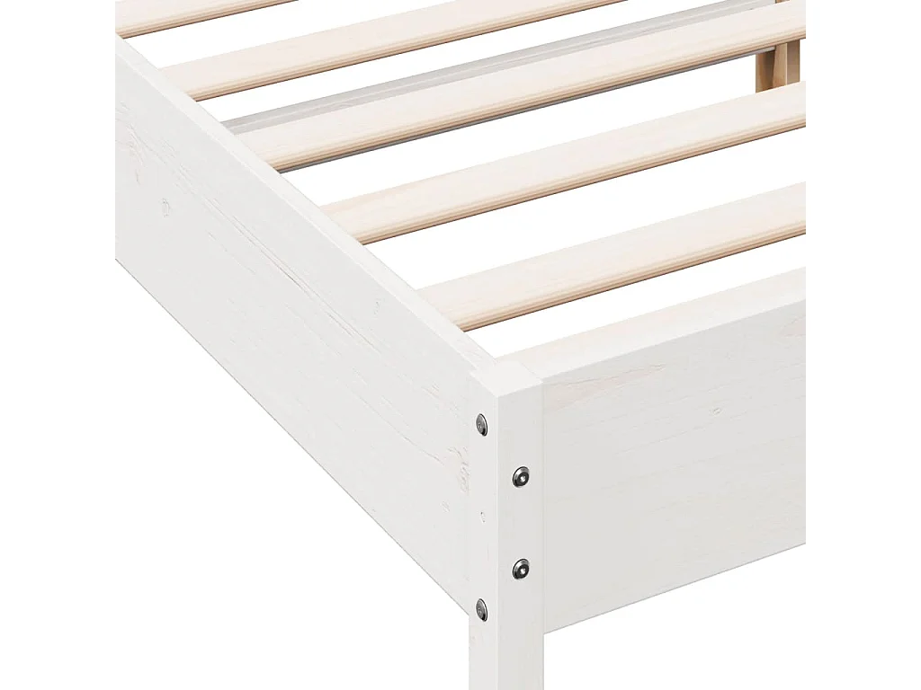 Cadre de lit sans matelas blanc 140x190 cm bois de pin massif