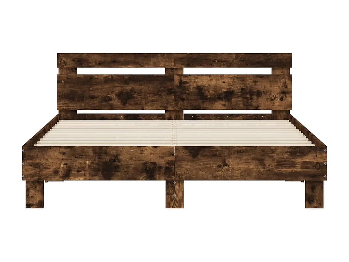 Bedframe met hoofdeinde en LED gerookt eikenkleurig 140x200 cm