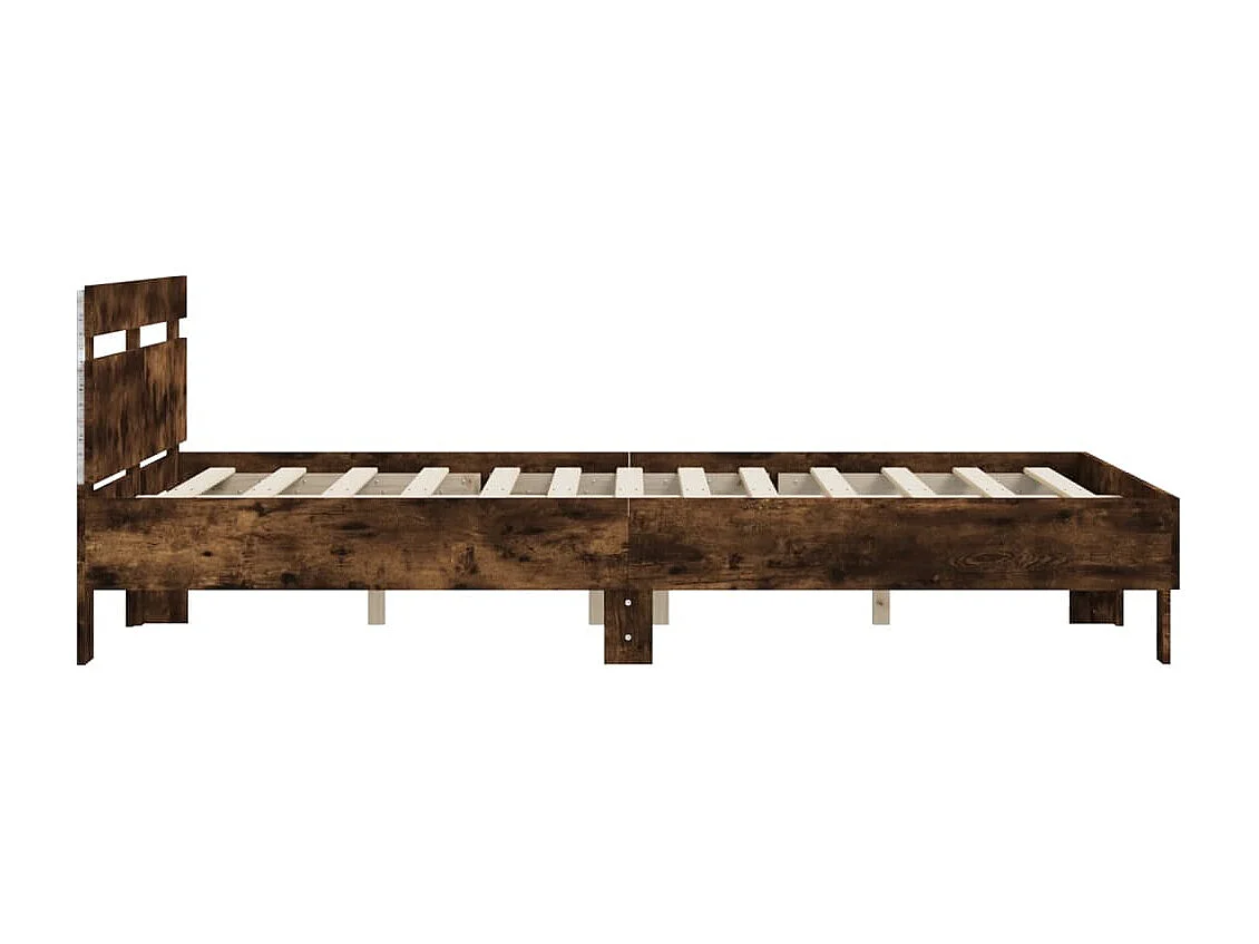 Bedframe met hoofdeinde en LED gerookt eikenkleurig 140x200 cm