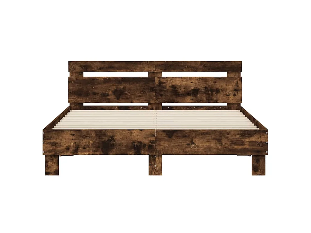 Bedframe met hoofdeinde en LED gerookt eikenkleurig 140x200 cm