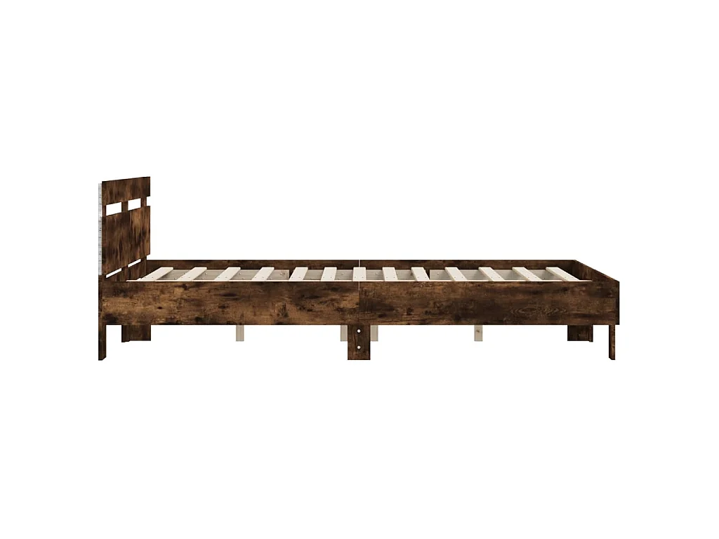 Bedframe met hoofdeinde en LED gerookt eikenkleurig 140x200 cm